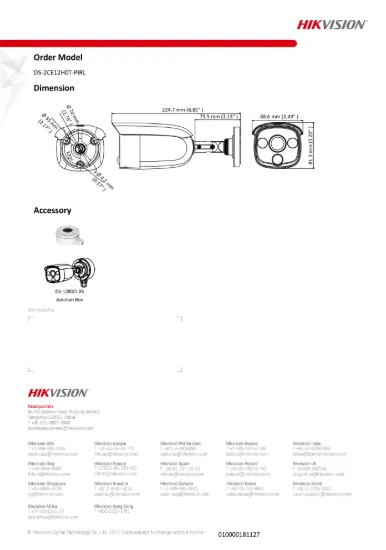 تصویر  دوربین هایک ویژن 5 مگاپیکسلی توربو مدل HikVision TURBO DS-2CE12H0T-PIRL