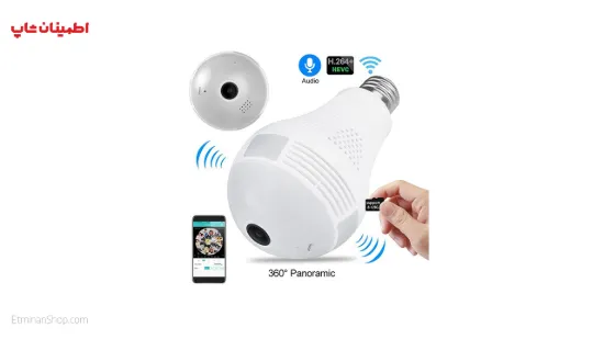 تصویر  دوربین لامپی 360 درجه وای فای 2مگاپیکسل رم خور مدل V380S
